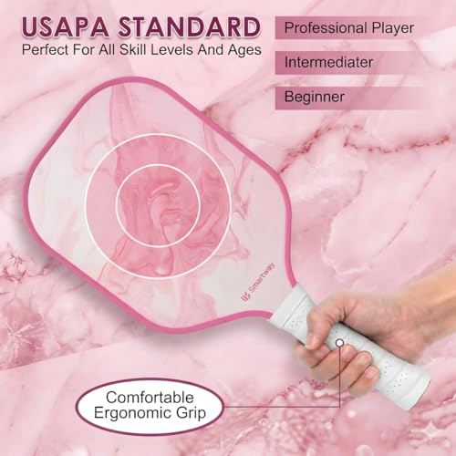 Smartway Pickleball Paddles Set of 2 Blush Flow Pink USAPA Approved Fiberglass Rackets