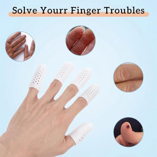 16 Pcs Breathable Silicone Finger Cots - White Finger Protectors