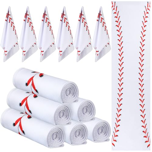 Baseball Cooling Towels 12-Pack - 30x9 Inch Microfiber Sports Gift, White & Red