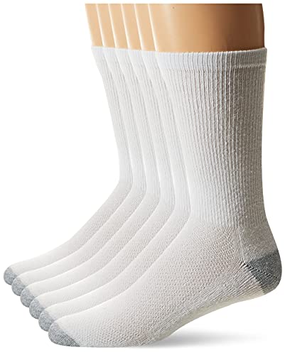 Hanes Men's ComfortBlend 6-Pack Crew Socks Assorted White/Grey Lightweight Casual