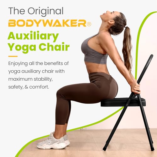 Yoga Auxiliary Chair with Lumbar Support & 3 Training Posters - Black
