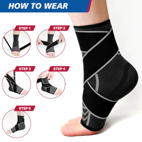 Adjustable Ankle Brace for Plantar Fasciitis Relief - Grey, Large
