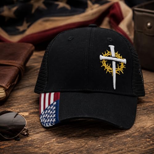 Christian Cross Baseball Cap for Men, One Size, Black | Onlydads