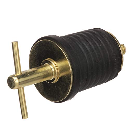 T-Handle Drain Plug for 1-Inch Marine Drains, Brass-Plated Handle