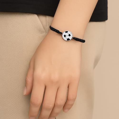 Adjustable Black Sports Bracelets - 12pcs Soccer Basketball Wristbands