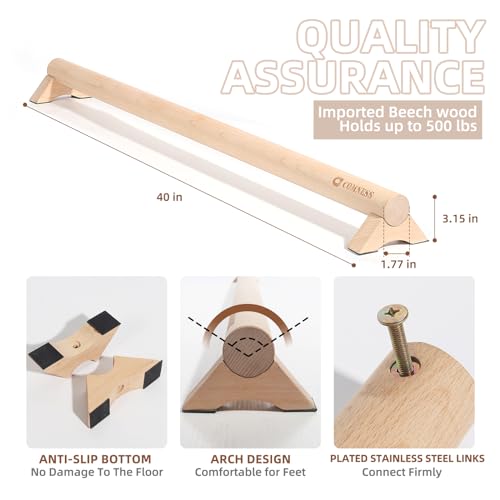 Comness Wood 40 Inch Beech Wood Balance Beam for Home & Therapy - Stability & Foot Relief