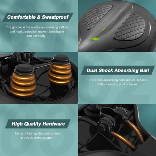 YODOTE Black Oversized Bike Seat for Comfort - Wide Saddle for Peloton & Exercise Bikes
