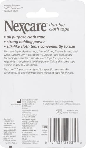 Durable Cloth Medical Tape, 1in x 10yds, 2 Rolls - Strong Adhesive for Wound Dressing