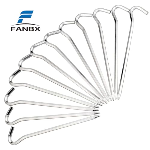 7-Inch Aluminium Tent Stakes - Hexagon Rod Camping Pegs - Silver 12pcs