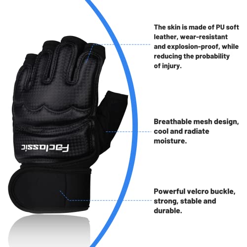 Foclassic Black Large Kickboxing MMA Boxing Gloves for Men Women Kids