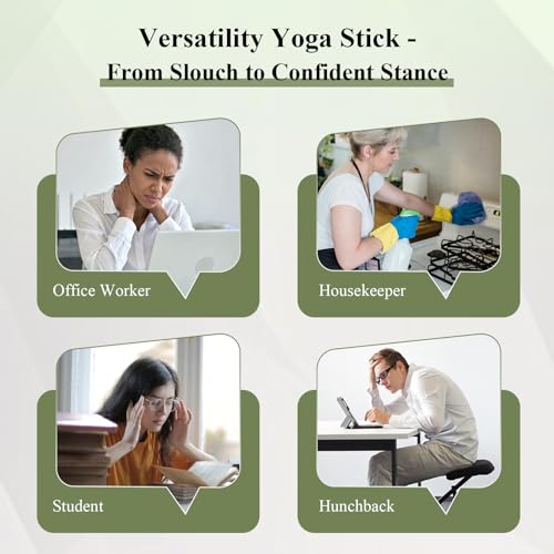 Yoga Stick for Stretching - 5ft Bamboo Exercise Bar with Non-Slip Grip - Natural Bamboo