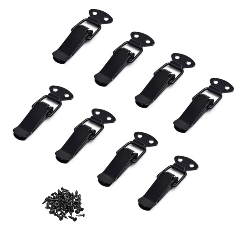 Latch Black Toggle Latch, Steel Spring Loaded Toggle Latch, Black Catch Hasp Clamp Clip Lock with for Cabinet, Wooden Case, Box(8 Pcs)