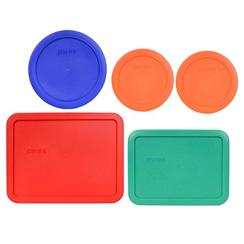 Pyrex 5-Piece Food Storage Lid Set - Replacement Lids for Containers Made in USA