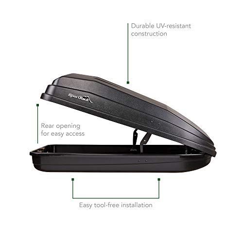 18 Cubic Foot Rear Opening Cargo Box - Durable Black Roof Storage
