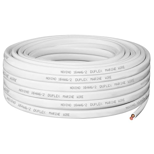50ft NOVINO 16 AWG Marine Grade Duplex Copper Wire, Tinned, Heavy Duty