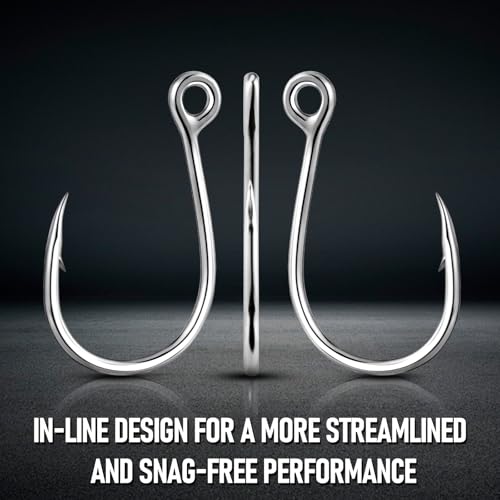 Alwonder 4/0 Heavy Duty Inline Fishing Hooks 10-Pack - High Carbon Steel, Welded Eye, Saltwater & Freshwater Tackle