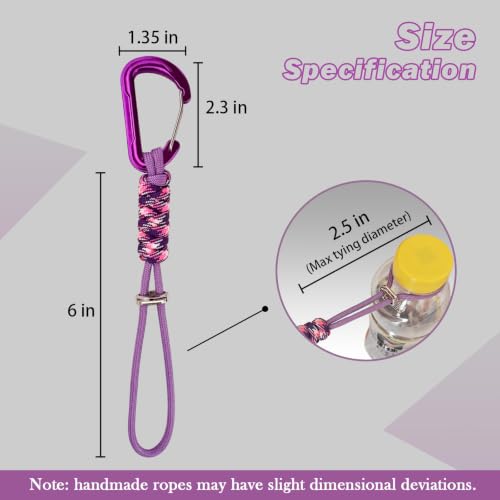 Paracord Keychain with Triangle Carabiner Clip - Pink
