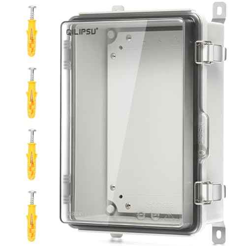 QILIPSU UL94-V0 Outdoor WiFi Enclosure 13.8"x9.9"x5.9" Waterproof Electrical Junction Box PC/ABS Alloy Plastic Clear Hinged Door IP66 Weatherproof for Project Solar Network Router Pump Control