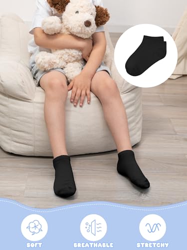 Kids' Half Cushion Low Cut Athletic Ankle Socks - 15 Pack, 4-6 Years/Black