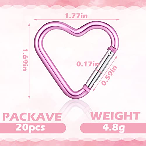 Heart Shaped Keychain Clip - Pink - 20 Pack of Cute Backpack Accessories