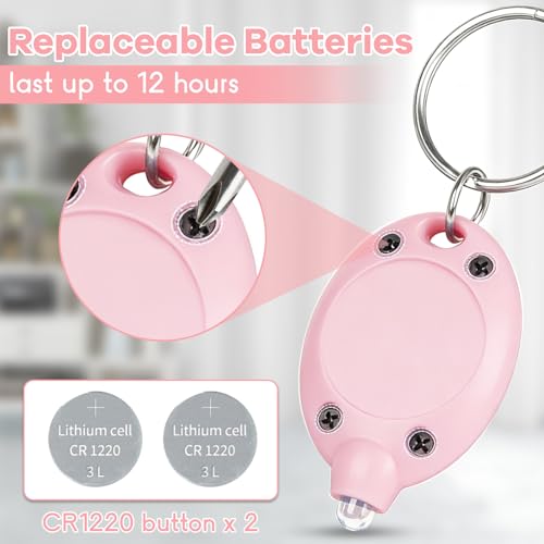 7 Pcs Mini LED Keychain Flashlights - Ultra Bright Light Pink