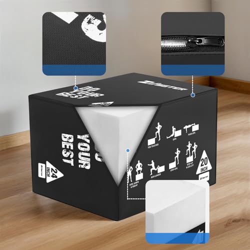 Plyometric Jump Box for Home Gym - 3-in-1, 20/24/30 Inch, 450lbs Capacity