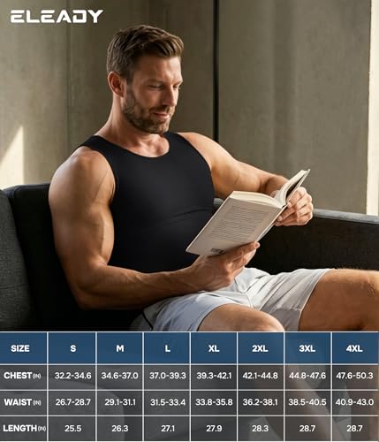 Eleady Men's Slimming Compression Shirt Vest Large Black Workout Tank Top