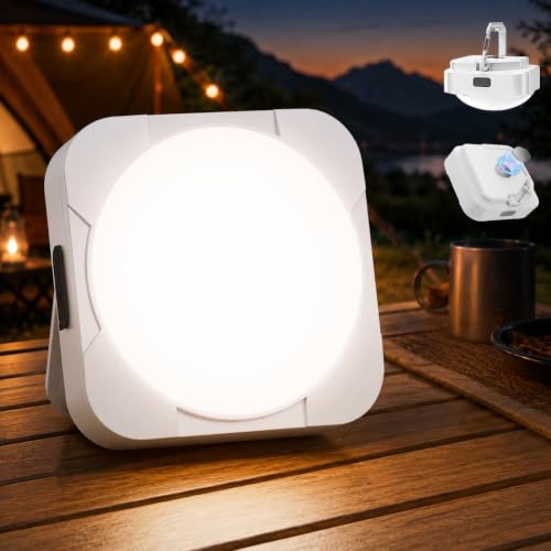 Rechargeable LED Camping Lantern - 2000mAh Battery, Waterproof, White