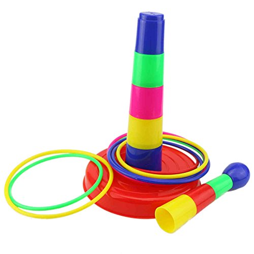 18" Colorful Plastic Ring Toss Game Set for Kids - Portable & Easy Setup