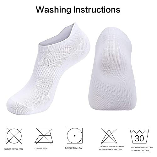 Brookhaus Women's Low Cut Ankle Running Socks 6 Pairs White, Size 9-11, No Show Athletic Cotton Socks