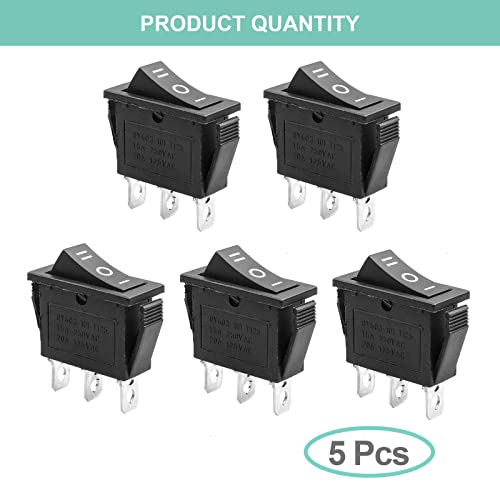 3-Pin ON-OFF-ON Toggle Rocker Switch - 5 Pack