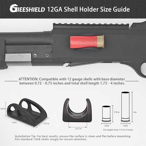 12GA Shotgun Shell Holder - Tactical Ammo Carrier with Mount - 4 Rounds
