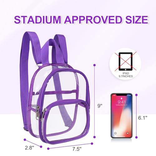 Clear Mini Backpack for Stadium Events - Purple PVC - 7.5x2.8x9
