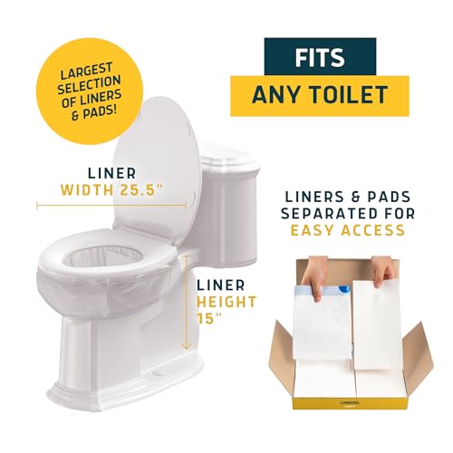 Lunderg Lemon Scented Toilet Liners with Absorbent Pads - 20 Disposable Bags (Pack of 1)