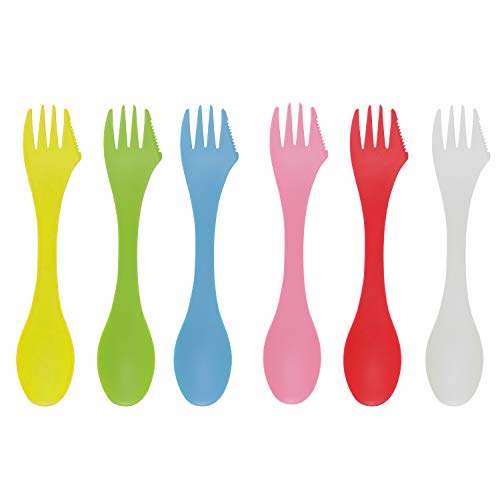 6-Pack Colorful Tritan Sporks - 3 in 1 Spoon, Fork & Knife Set