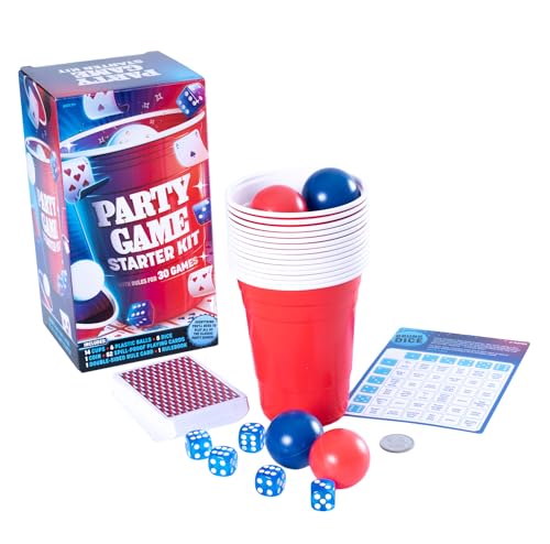 Party Game Starter Kit – 30 Adult Party Games with Cups, Dice & Cards