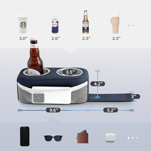 Pontoon Cup Holder Stainless Steel Double with Side Pocket Blue - MANUMARINE