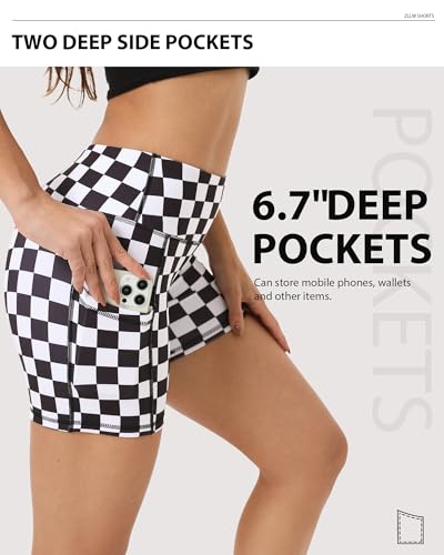 ZLLW Women's High Waist Checkered 5
