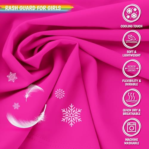 Boys Long Sleeve Rash Guard Swim Shirt - UPF 50+, Neon Pink, 4T