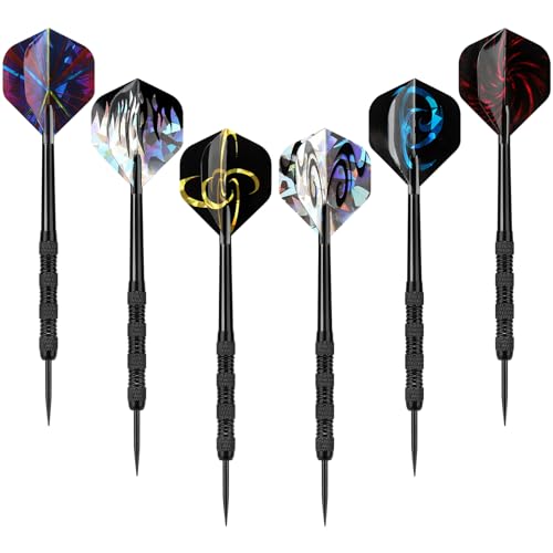 Accmor Black Symbols Metal Darts Set 18 Pack – Professional Steel Tip Darts for Dartboard
