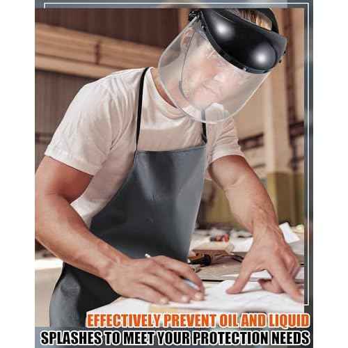 4 Pcs Safety Face Shield with 42.5 Waterproof Rubber Apron Set Face Mask for Grinding and Cutting PC Full Impact Resistant Safety Shield for Men Heavy Duty Work