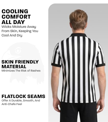 Athletic Fit Referee Shirt for Men - Quarter Zipper, X-Large