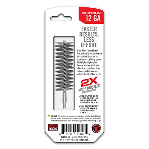 Bore-Max Nickel Plated Shotgun Bore Brush - 12GA Fast Gun Cleaning Tool