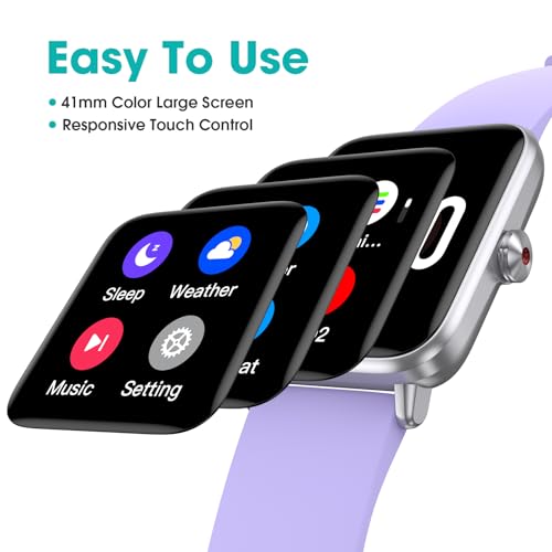 Senior-Friendly Pedometer Watch - Light Purple 1.4" | No App, Heart Rate & Sleep Tracker