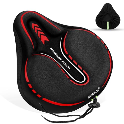 MSDADA Red Large Gel Bike Seat Cover - Extra Soft Cycling Cushion for Men Women