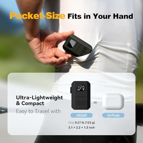 Portable Electric Bike Pump 120 PSI with Digital Gauge for Presta & Schrader Valves