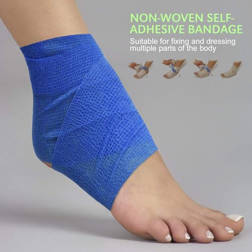 Self-Adhesive Grip Cover Wraps 2-Inch x 5 Yards - Baby Blue, 24pcs - Sports & Tattoo Use