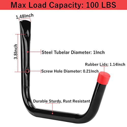 Heavy Duty Garage Storage Hooks,15Inch Jumbo Arm Kayak Wall Hangers 100 LB Capacity, Steel Canoe Rack for Outdoor or Indoor