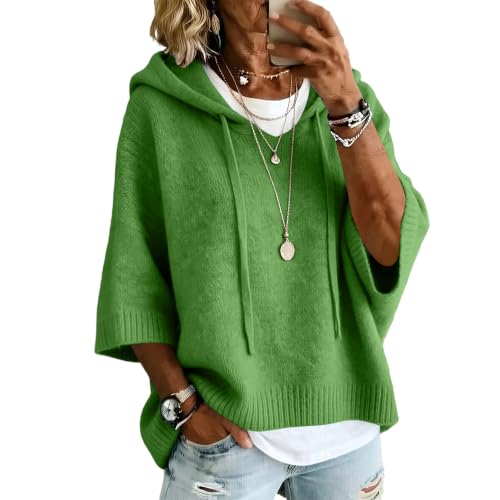 Warm Striped Oversized Hoodie for Women - X-Large Green