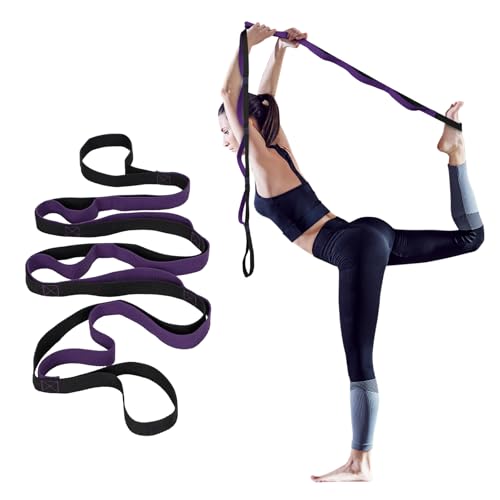 Yoga Stretching Strap with 10 Loops - 78-Inch Exercise Band - Black